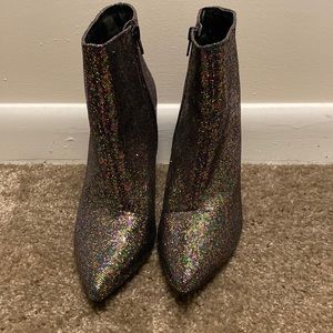 Never Worn Ankle Boots Color Sparkle Glitter Booties Dark Purple